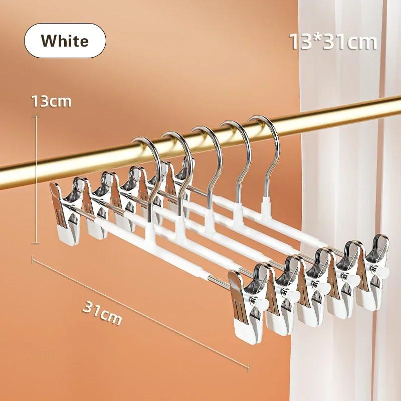 

5 шт. Вешалки для брюк Сверхпрочные с регулируемым зажимом Вешалки для брюк и юбок Нескользящие вешалки для шорт Экономия места Нержавеющая сталь