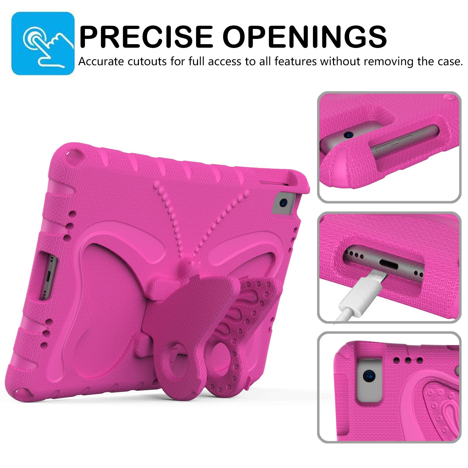 

For iPad 10.2 (2021)/(2020)/(2019)/iPad Air 10.5 inch (2019) Case Butterfly Kickstand EVA Tablet Cover with Lanyard Rose