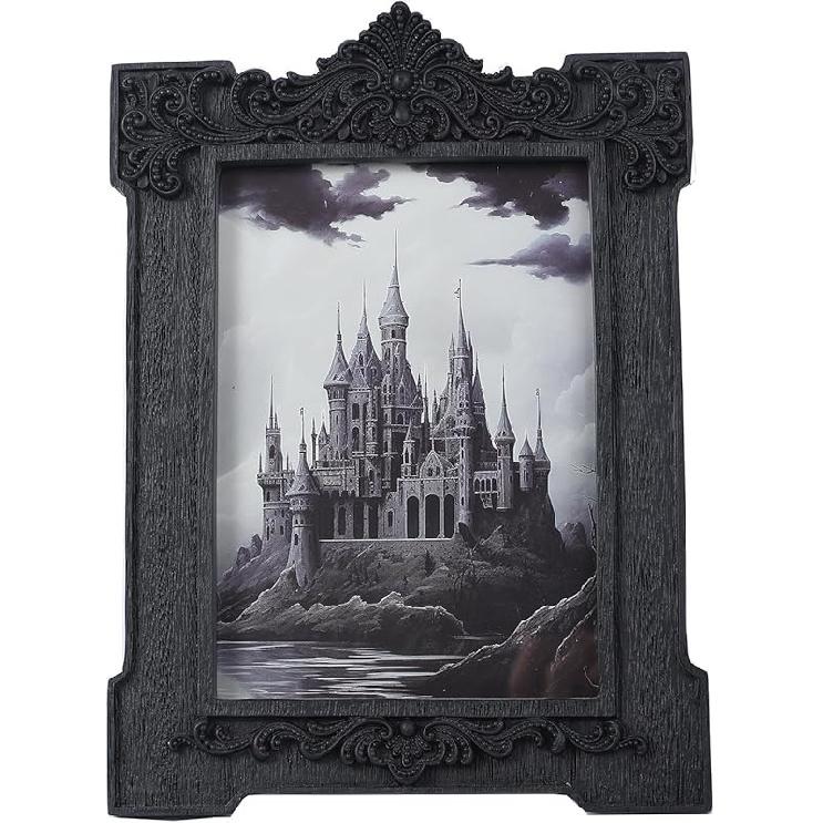 SIKOO Gothic Picture Frame 5x7 Vintage Picture Frames Antique Picture Frames Ornate Black Picture Frames Baroque Frames Wall Picture Decor Halloween