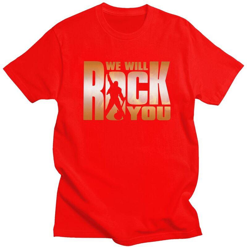 

Мужские футболки на заказ We Will Rock You 100% хлопок Футболки Queen Рок-группа Футболки с коротким рукавом Модная футболка Одежда S