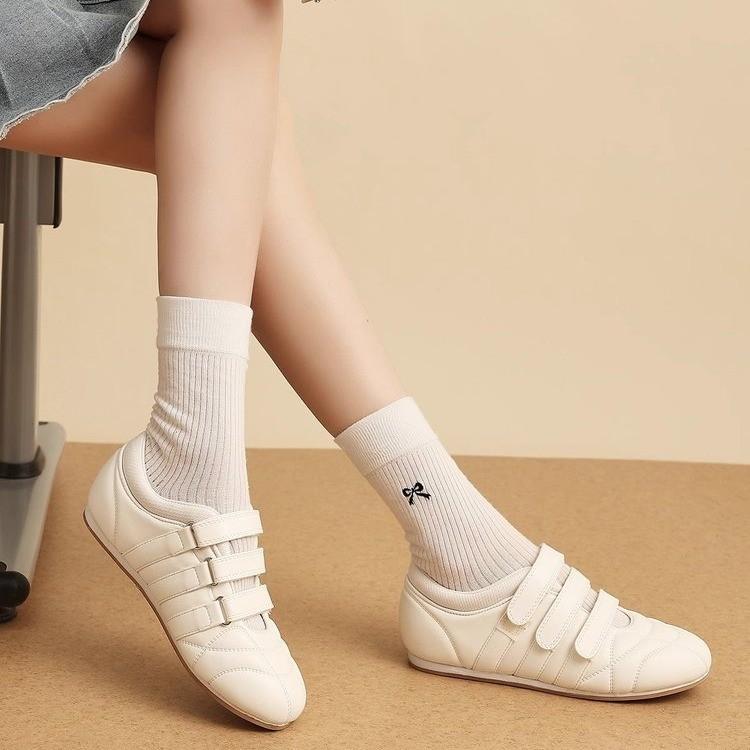 2025 Summer Mary Jane Soft-soled Single Shoes Women's Flat-soled Velcro Casual Sports Shoes Versatile Bowling Shoes Ballet Shoes
