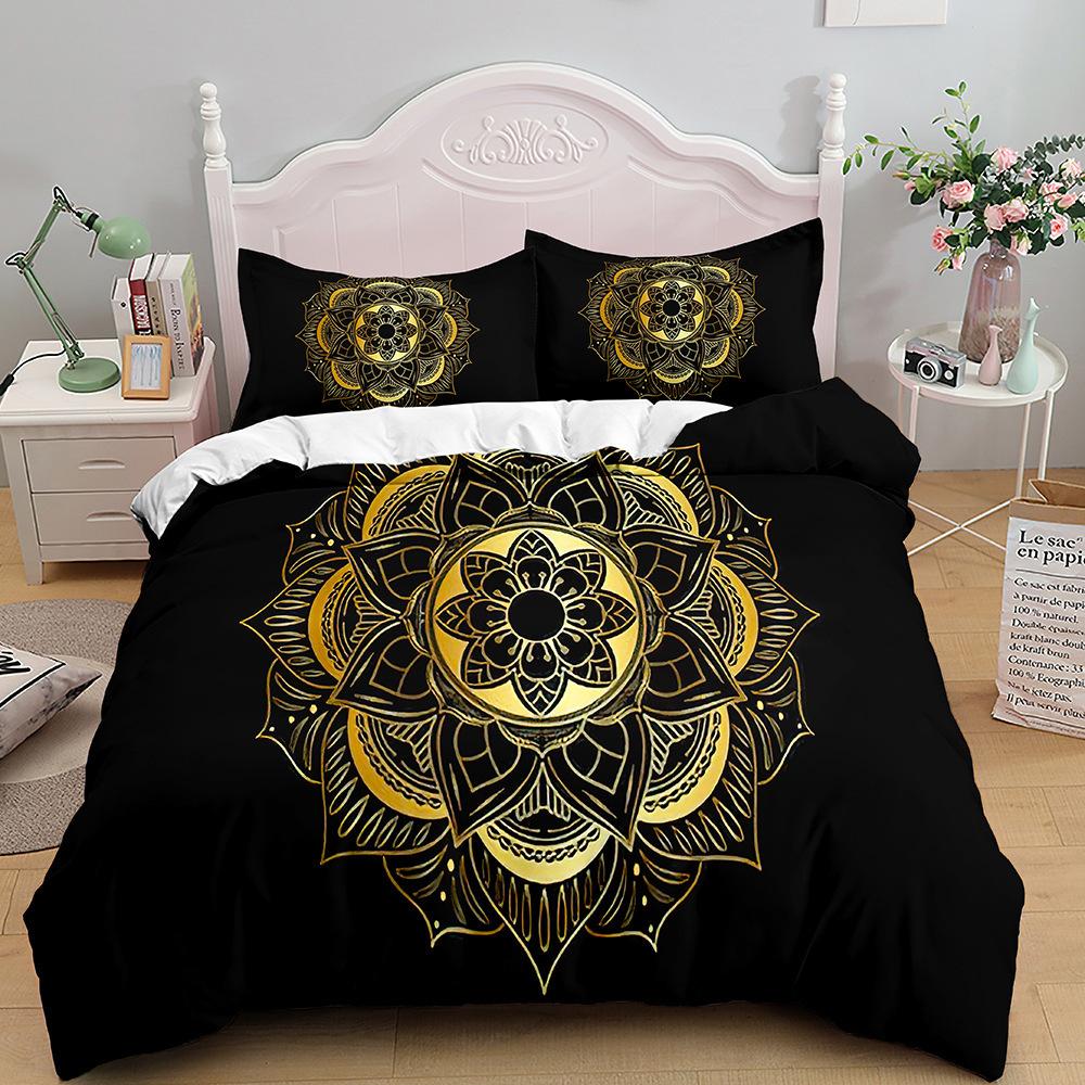 Bohemian Print Quilt Set Three-Piece, Home Textile Bedding