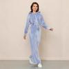 Casual sports velvet 2-piece suit with hooded long-sleeved top and wide-leg pants