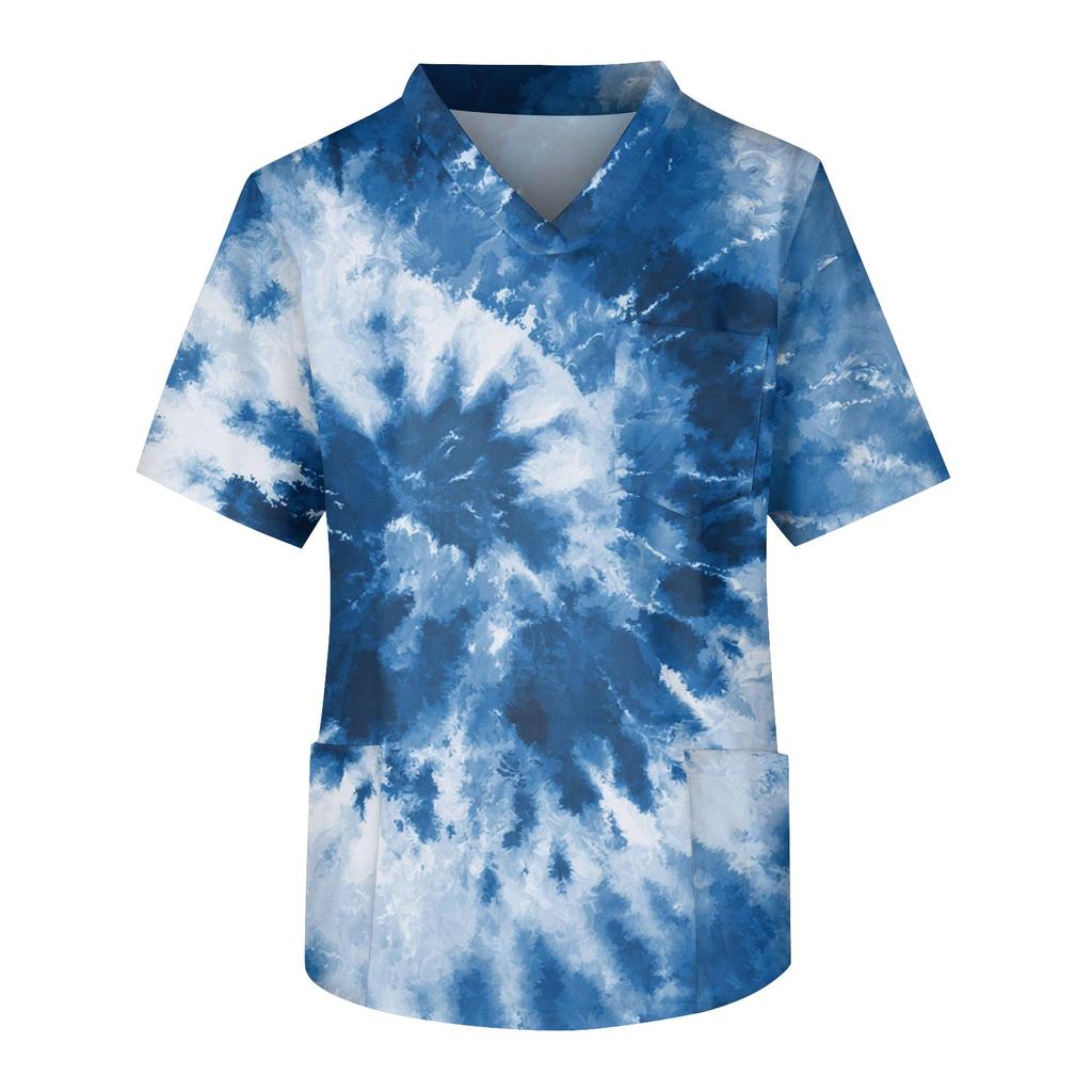 Pánská pracovní halenka s krátkým rukávem a výstřihem do V na hrudi