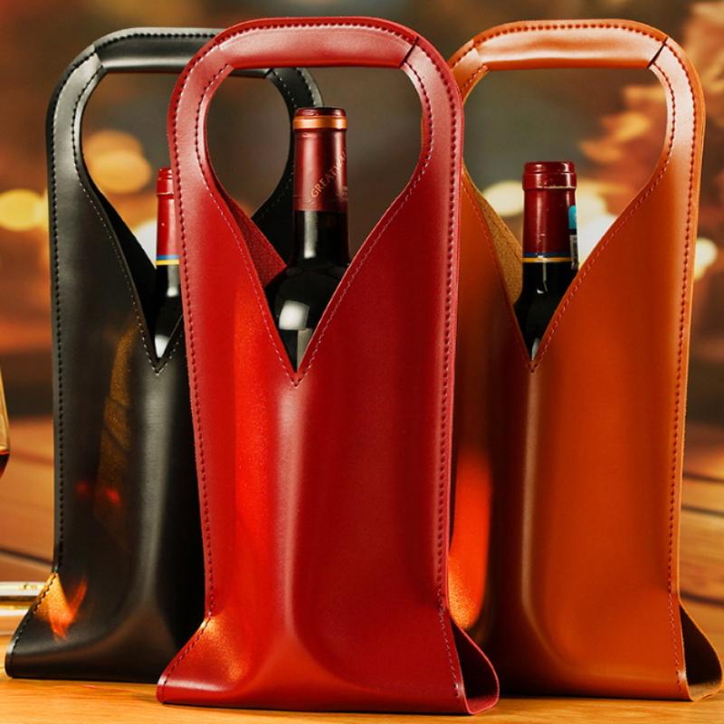 Wine Packaging Bags Gift Bags Vintage Linen/PU Leather Tote Wine Bags Drinking Accessories Tote Gift Bags For Friends