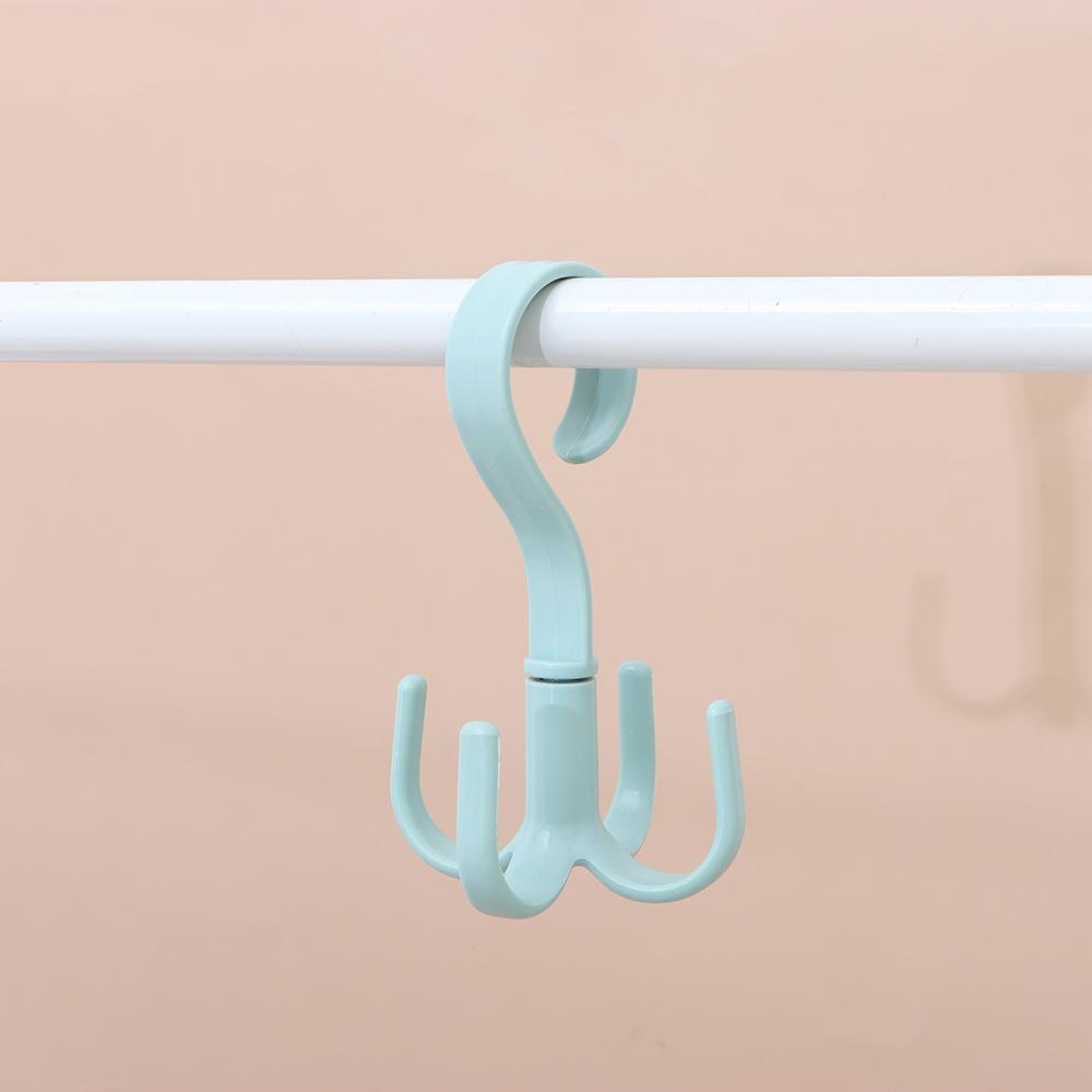 Storage Hook 360 Degree Tie Holder 4 Hook Rotating Four-claw Hook Multifunction Plastic Hanger