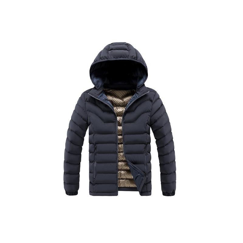 Lightweight Cotton Coat Men's Winter Solid Color Graphene Slim Fit Removable Hat Thickened Hooded Jacket Men