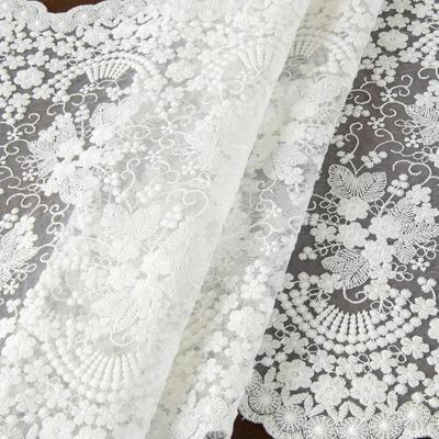 White Lace Table Runner Embroidery Cotton Lace Fabric Table Cover Floral Lace Table Runner Vintage Wedding Tea Party Decor