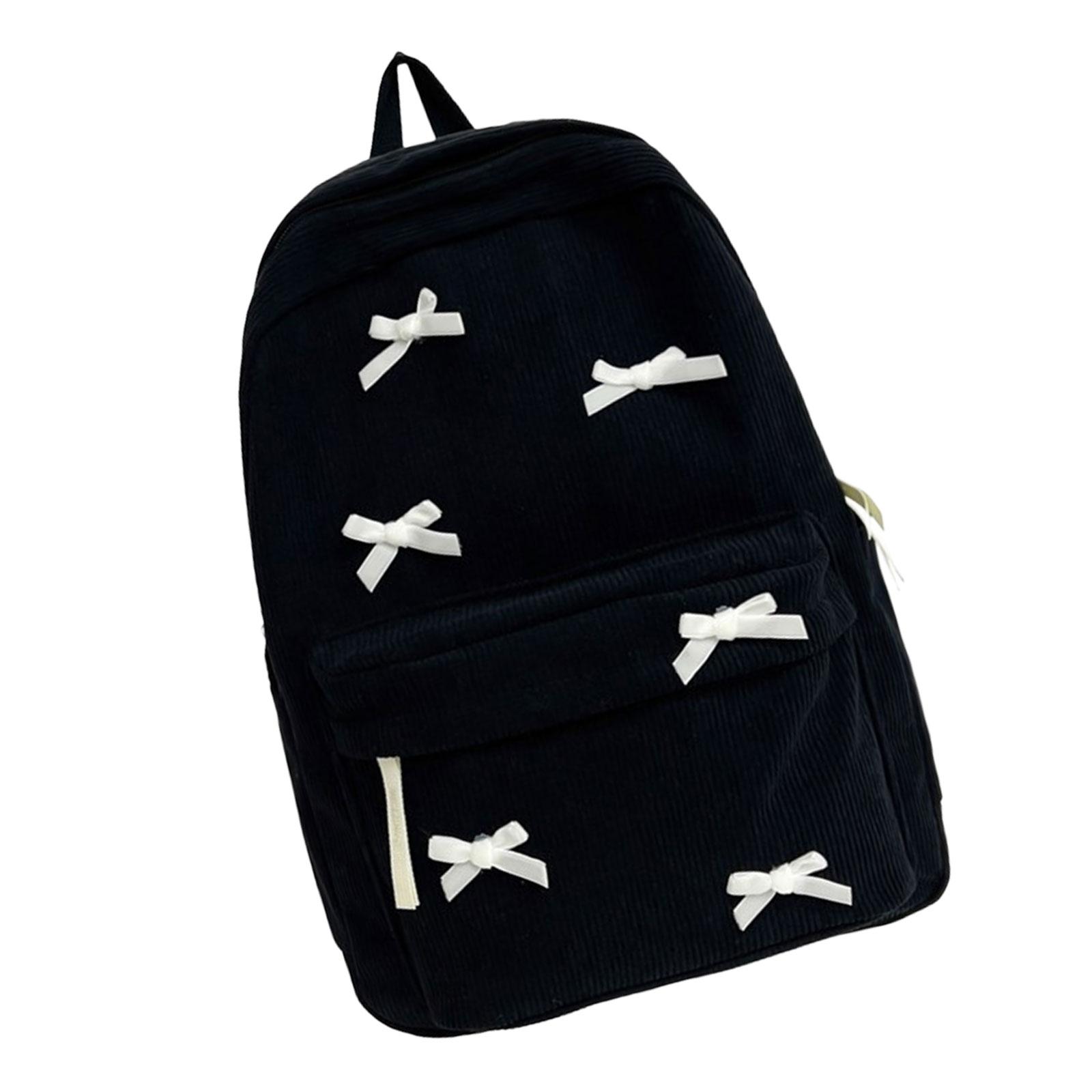 

Студенческий школьный рюкзак Дорожный рюкзак Рюкзак для ноутбука Подростковый вельветовый рюкзак Рюкзак с бантами Эстетичный рюкзак чёрный