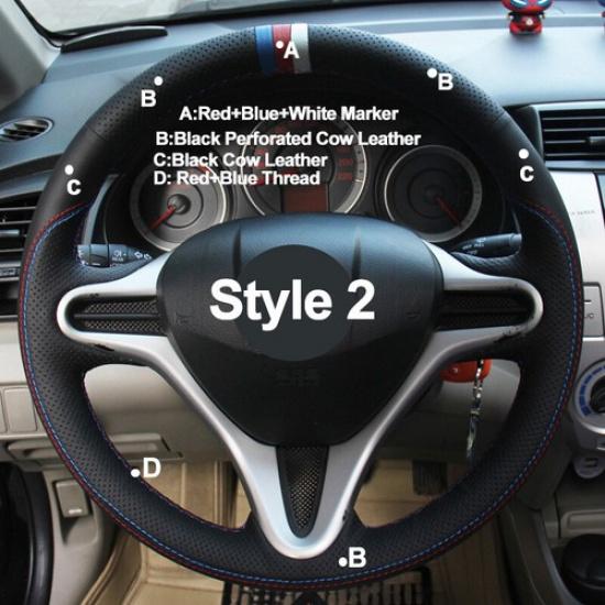 DIY Suede Car Steering Wheel Cover For Honda Fit City Jazz 2009-2013 ight