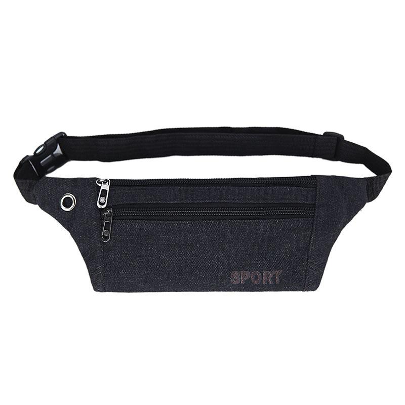 

Canvas Fit Waistpack Мобильный поясной рюкзак мужской спортивный на открытом воздухе для отдыха на бега Защита от кражи Ультратонкий Невидимый чёрный
