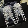 Hollow Out Earrings for Women 2024 Temperament Fringe Exaggerate Drop Earring Long Personality Wedding Zircon Girl Gift