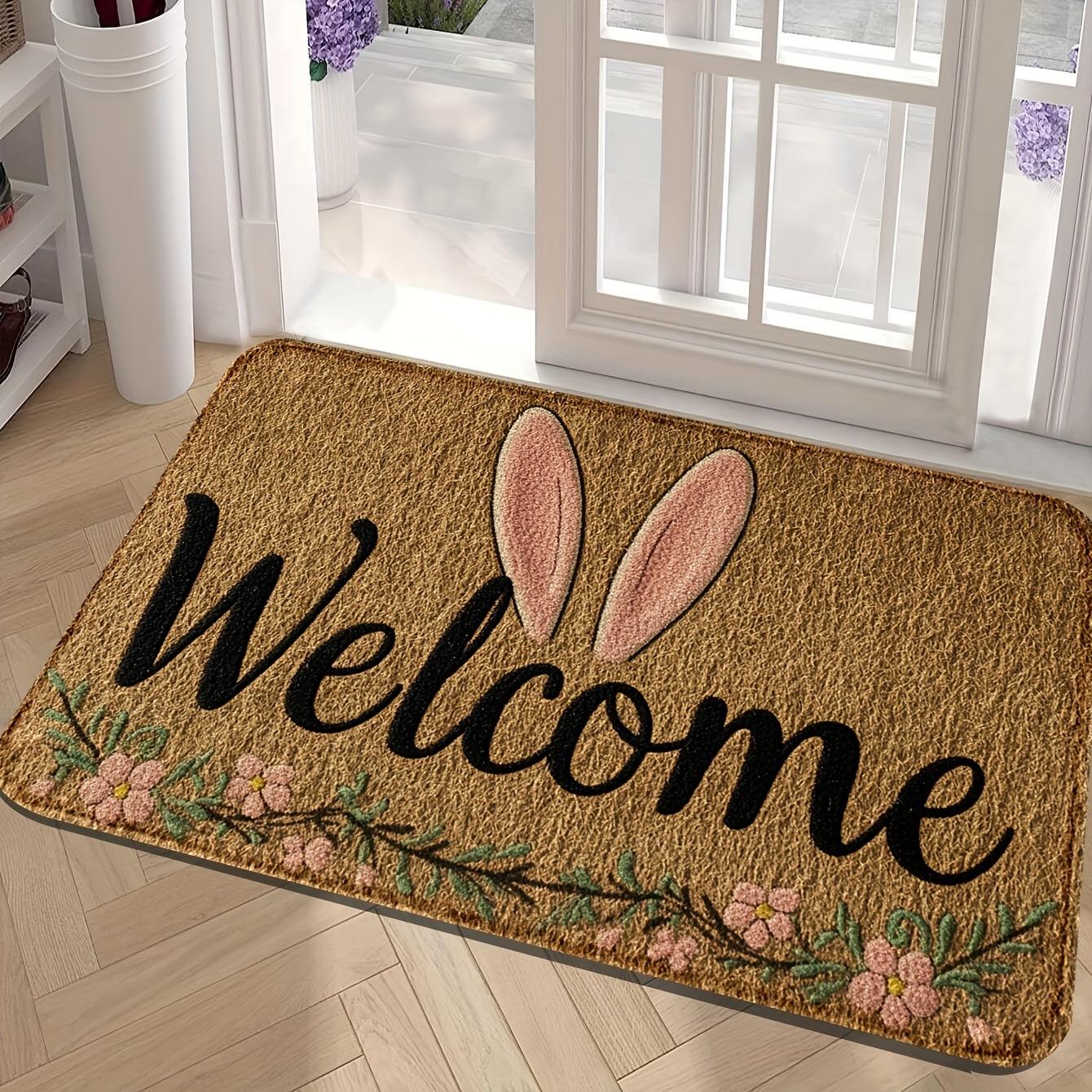 

Easter Bunny Welcome Doormat Non-Slip Machine Washable Carpet for Living Room Bedroom Bathroom Kitchen Laundry Rug 40x60CM