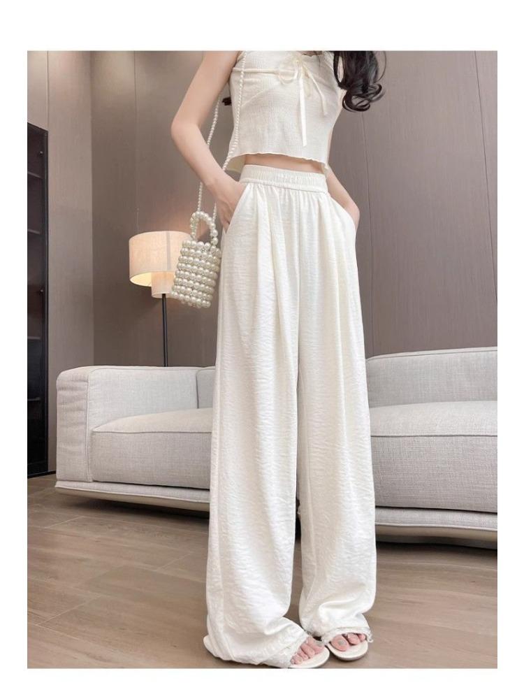 Spring and Autumn New Lazy Wind Draping Leisure Texture Sense of Thin Wide-legged Trousers Milk Fu Yamamoto Trousers Female Thin Section