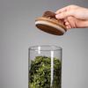 Thickened Glass Sealed Jar with Wooden Lid Waterproof Moisture-proof Coffee Bean Storage Tray Transparent Tea Cereal Containerr