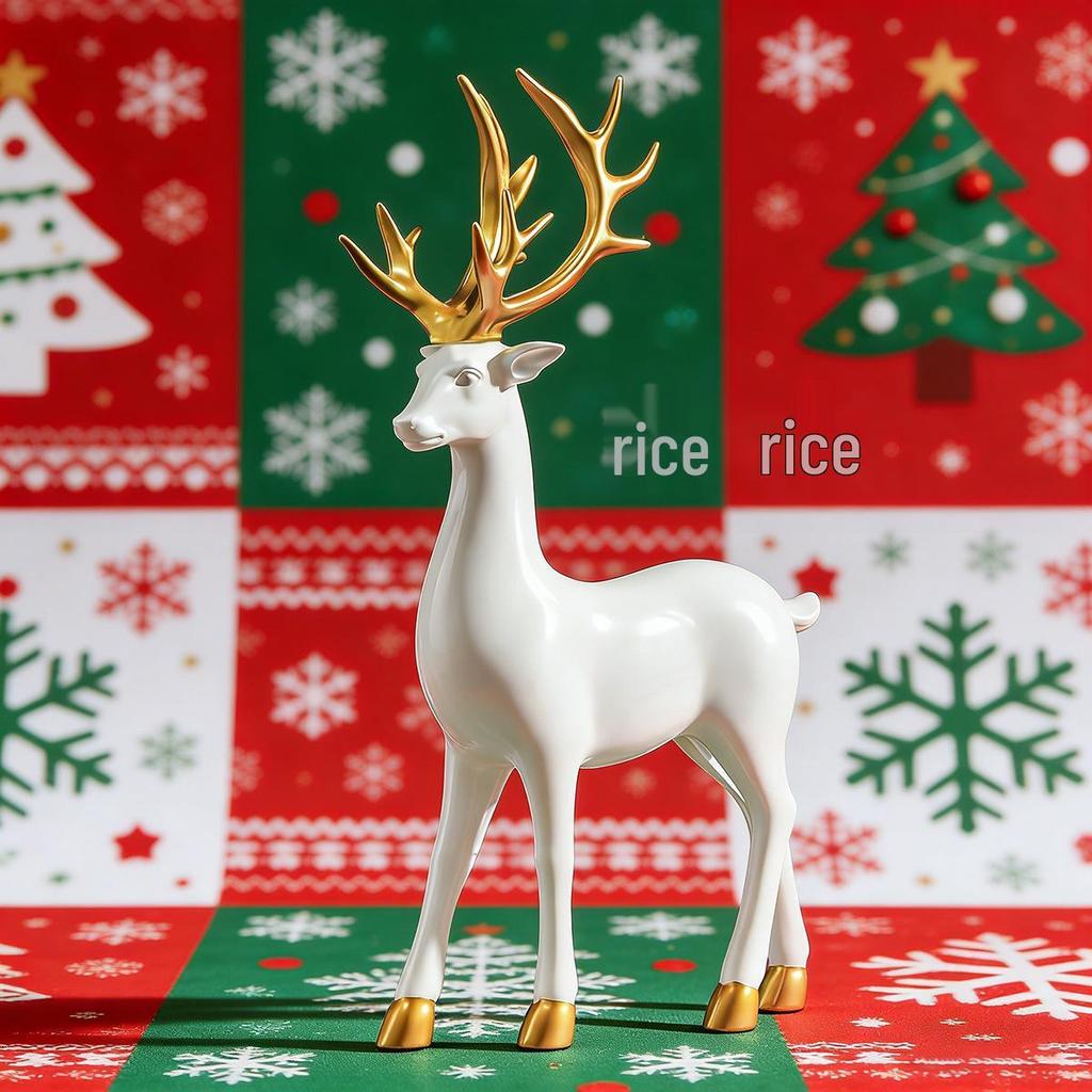 Large European-Style Deer Resin Ornament for Christmas Decoration - Ideal for Entrance, Wine Cabinet, or Display
