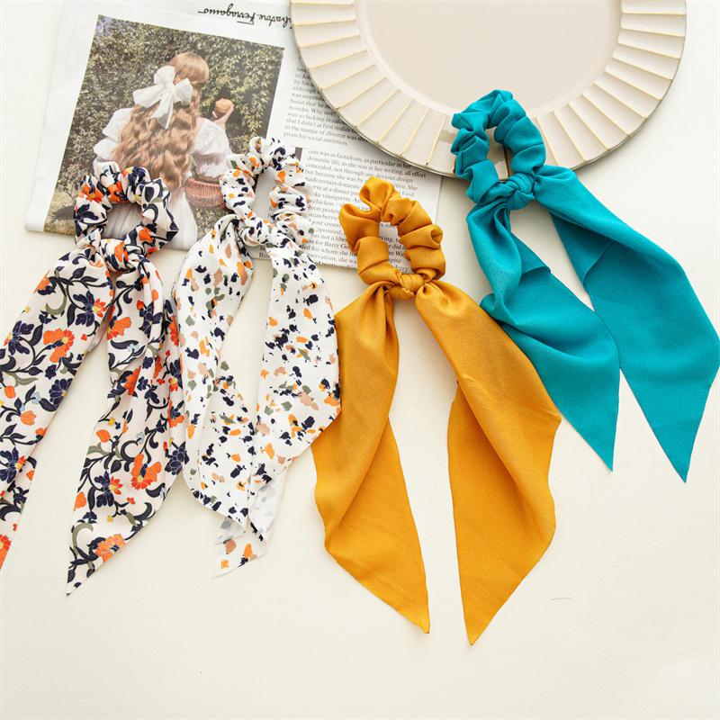Fashion Dots Scrunchies Long Rope Korean Ties For Women Ponytail Scarf Sweet Elastic Band Hair Accessories