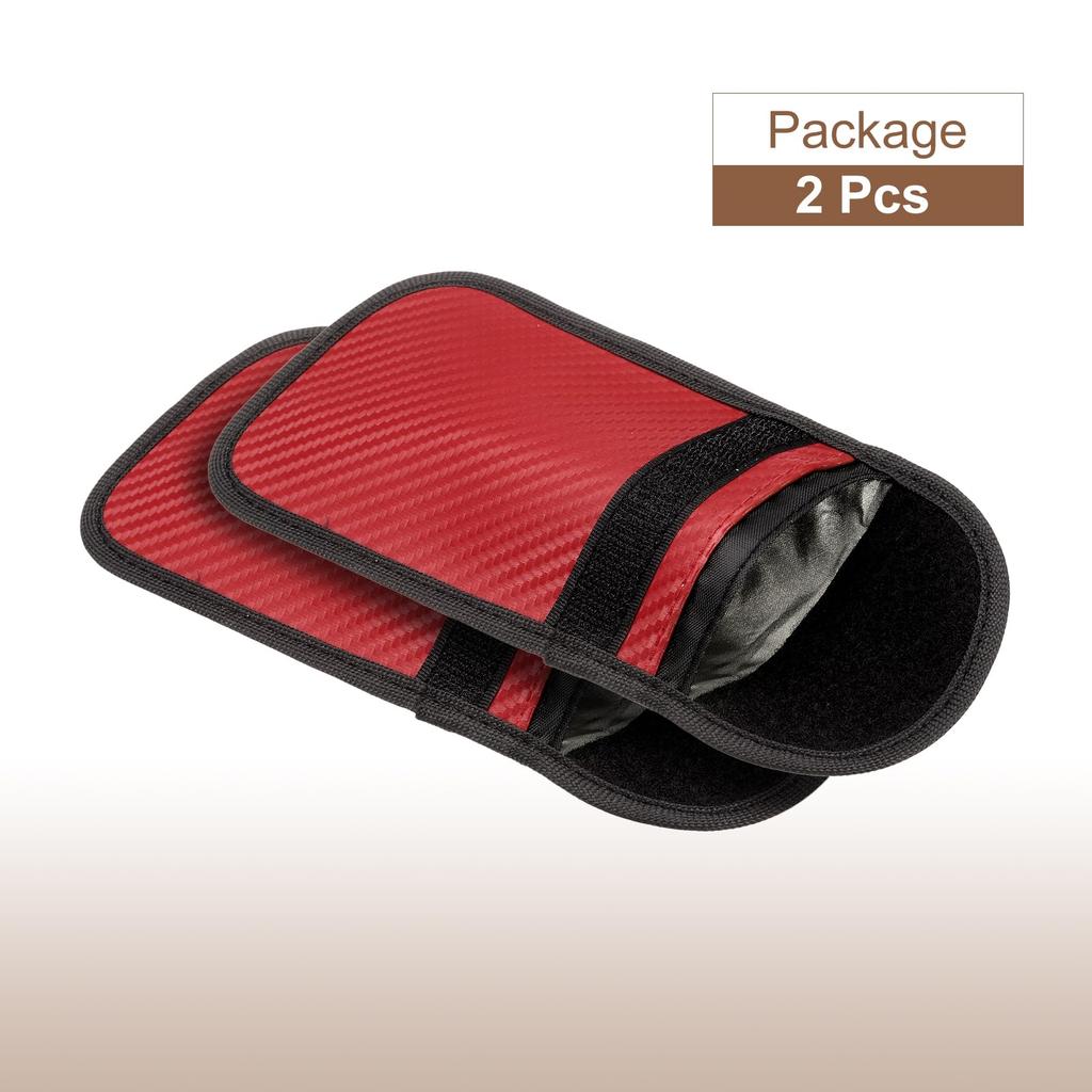 Uxcell Faraday Pouch for Vehicle Keys of Faraday Bag RFID Key Fob Signal Security Red (Set 2), Protector, Blocking, Anti-Theft Case, Cage,