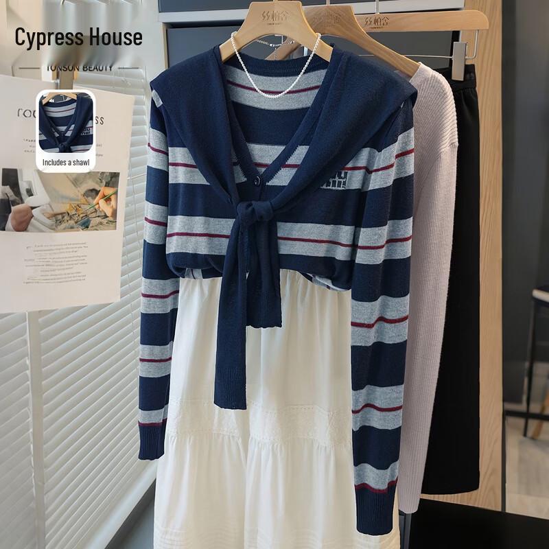 Women s Wool Blend Color-Block Striped Knitted Cardigan Sweater One Size