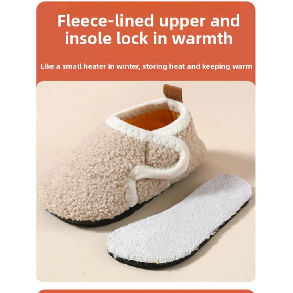 Autumn and Winter Children's Indoor Velvet Floor Socks Shoes Anti Slip Sole Early Education Walking Baby Shoes Home Cotton Shoes Home Cold Proof