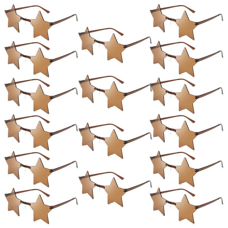 12/16 Pack Rimless Star Shaped Sunglasses New Fashion Candy Color Set Shades Women's Trendy Cute Party Props Sun Glasses