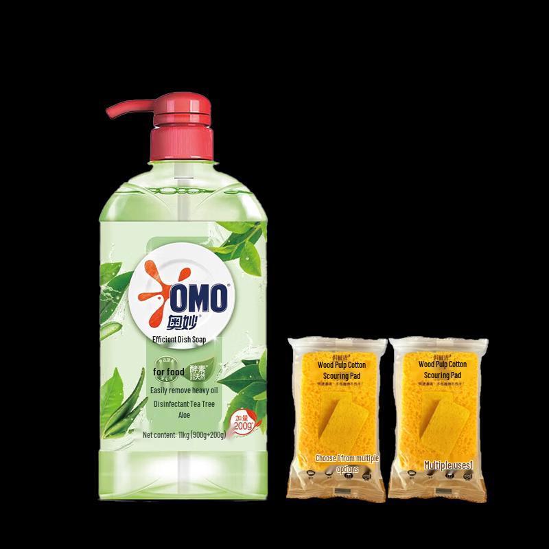 OMO Tea Tree Antibacterial Dishwashing Liquid with Scouring Pads