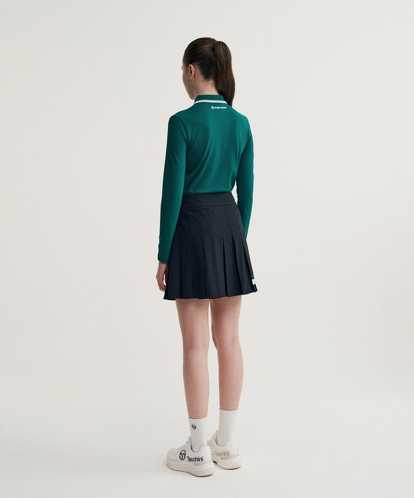 SERGIO TACCHINI W Flag Woven Mid-Length Pleated Skirt (Black)