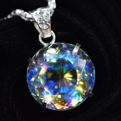 Colgante de Topacio Natural 72 quilates Corte Redondo Plata de Ley 925 Certificado
