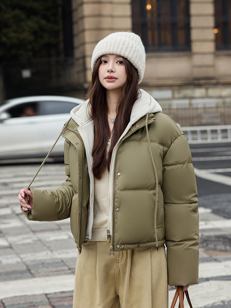 

Women s New Hooded Imitation Sheepskin Windproof Lightweight Thickened Fluffy Warm Loose High-quality Fabric Casual Sports Cotton Jacket M зелёный