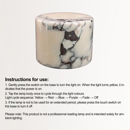 Marble Night Light Portable Touch Bedside Table Lamp Adjustable Lighting Modes Rechargeable Cordless LED Light Ambient Lighting for Bedroom Office
