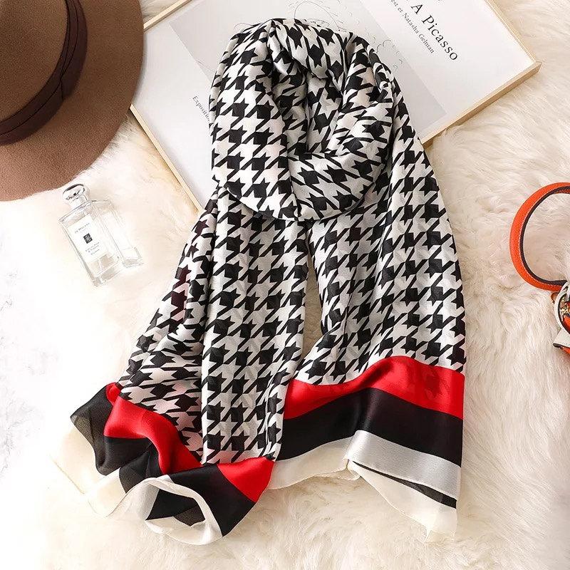 180*90cm Luxury Brand Women Scarf Summer Silk Shawl Lady Wrap Soft Female Echarpe Designer Beach Stole Bandanna foulard muffler