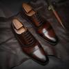 Men's Shoes Spring and Summer Business Dress Square Head Three Joints Men's Leather Shoes Men's Leather Sole Shoes Men's Trendy Shoes