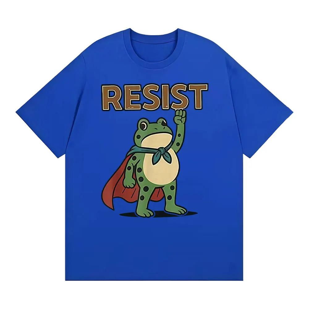 Funny Resist Portland Frog Protest Against Classic T Shirt Unisex Humor Loose Oversized T-shirt Men Summer Tops T-shirts