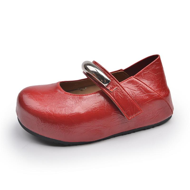 

French retro Mary Jane ballet single shoes women s 2025 spring and summer new round head one-word with shallow mouth grandma shoes 40