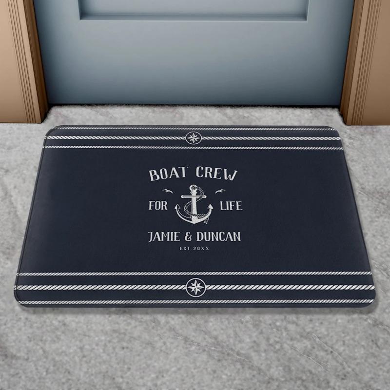 Classic Nautical Welcome Aboard Anchor Compass Ship Wheel Anti Slip Decorative Door Mat Bath Rug Indoor Outdoor Floor Mat