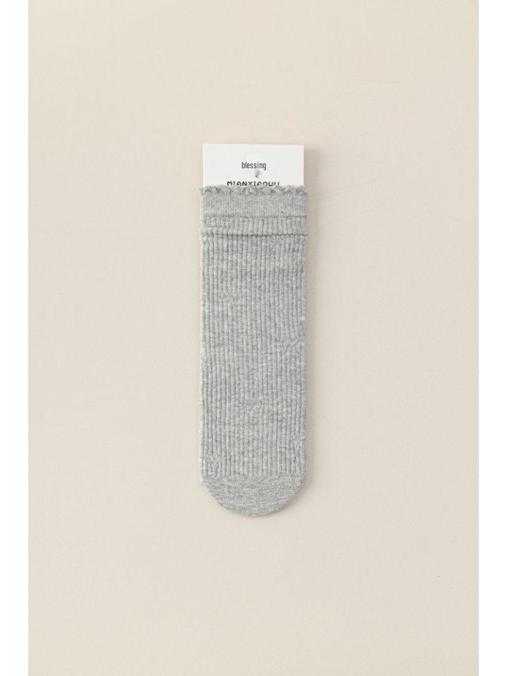 Minimalist Maternity Mid-Calf Cotton Loose Socks – Autumn/Winter Frill Design