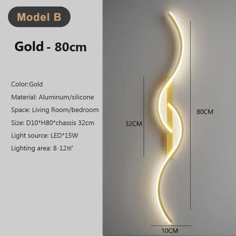 Modern LED Wall Light Long Strip Bedside Lamp TV Background Decorative Indoor Lighting for Bedroom Living Room Home Fixture