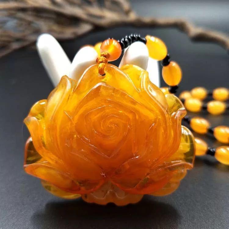 Vielseitige gelbe Bernstein Honigwachs Anhänger Halskette