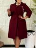 D610 Women's Elegant Stretchy Slim Fit Solid Color Suit Jacket & Camisole Dress: African Fashion Two-Piece Set