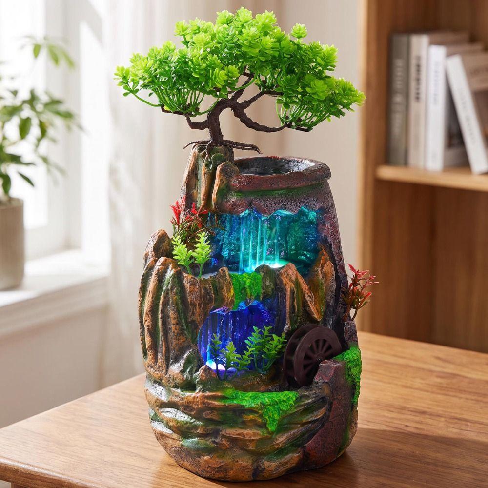 Realistic Green Plant Decoration Water Feature Feng Shui Ornament Indoor