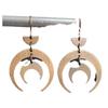 Bohemian Crescent Moon Brass Earrings: Antique Brass Metal for an Elegant Look