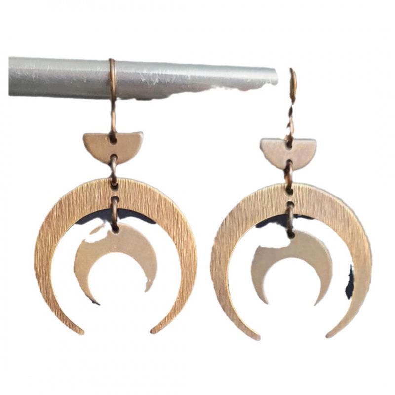 Bohemian Crescent Moon Brass Earrings: Antique Brass Metal for an Elegant Look