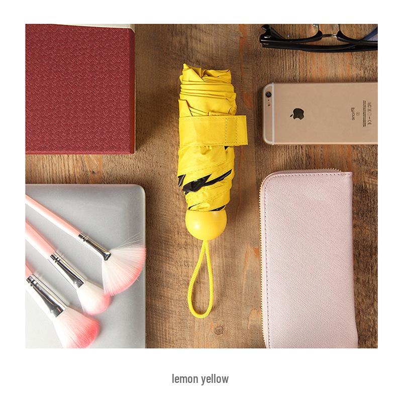 Ultra-Light 6-8 Bone Mini Capsule Umbrella - Compact Sunshade with Glasses Case for Sunny & Rainy Days