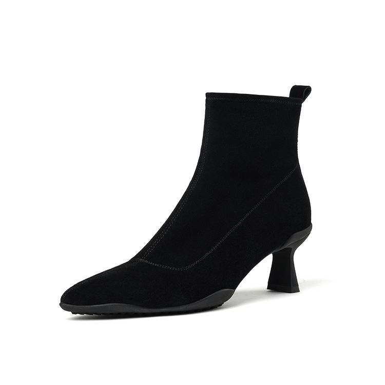 

Fashion NEW Autumn/Winter Women Boots Pointed Toe Kitten Heel Shoes Sheep Suede Leather Shoes for Women Zipper Ankle Boots Modern Boots 34