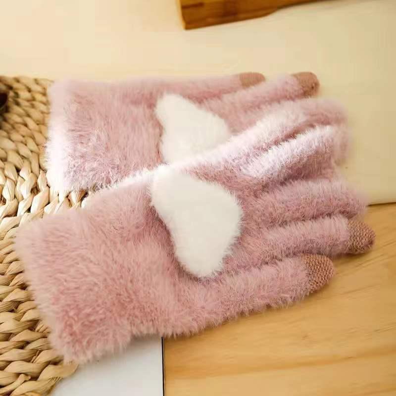 Love Plush Gloves Women's Cute Warm Thick Cycling Touch Screen Gloves