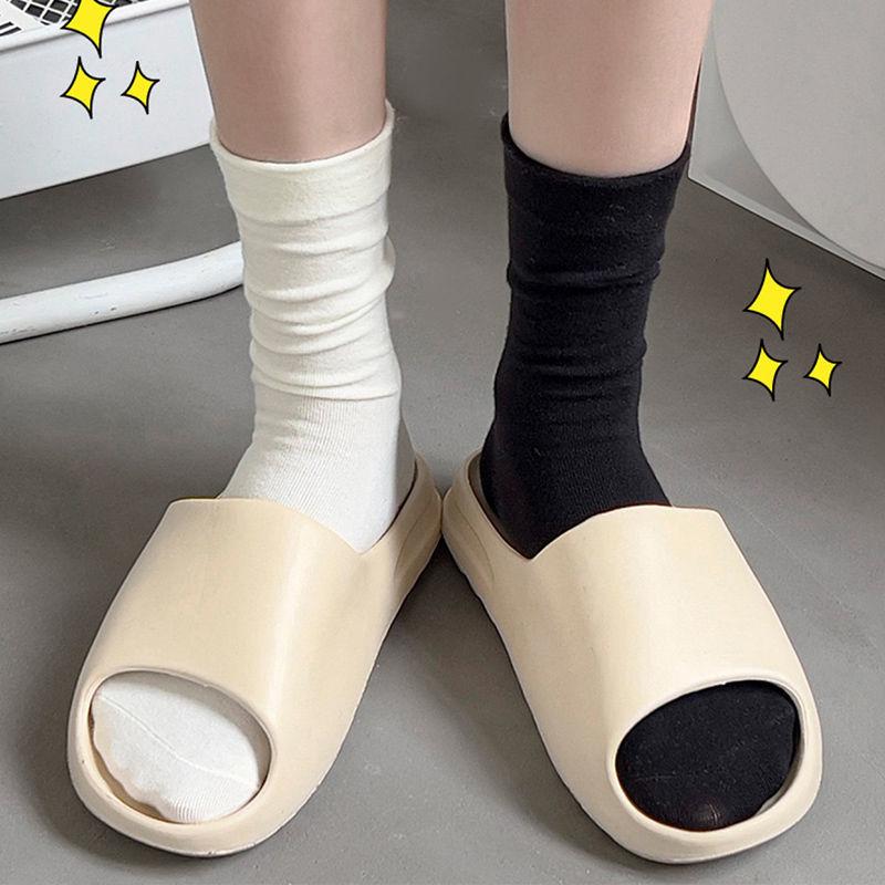Women's Mid-Calf Pure Cotton Maternity Socks - Spring/Summer Loose Fit Scrunch Style Knee-High Socks