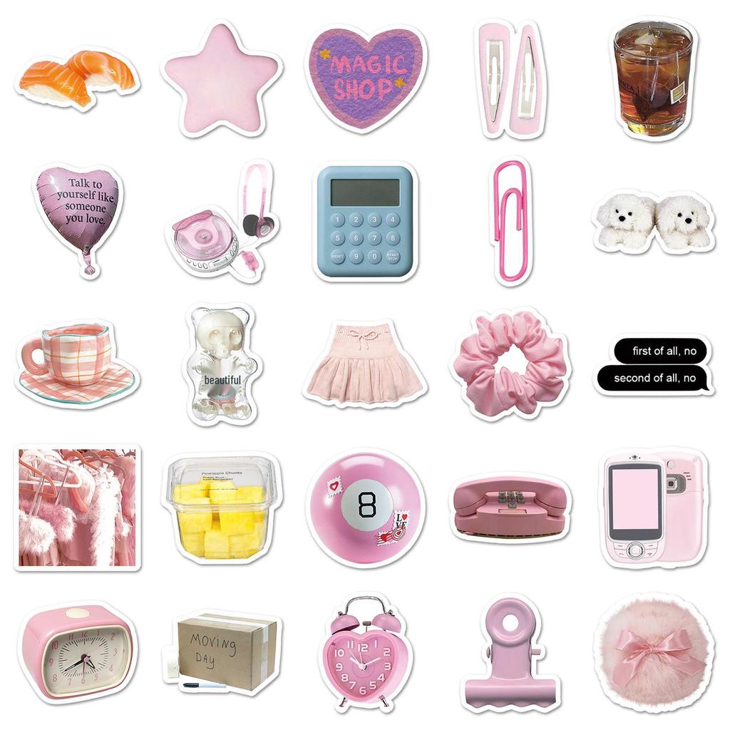 50 Sheets Korean INS Style Fresh Waterproof Decorative Stickers for Journals, Notebooks, Suitcases