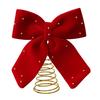 Velvet Christmas Tree Topper Bow Red Plush Bow with Metal Frame Base Festive Holiday Decor for Home Party Display