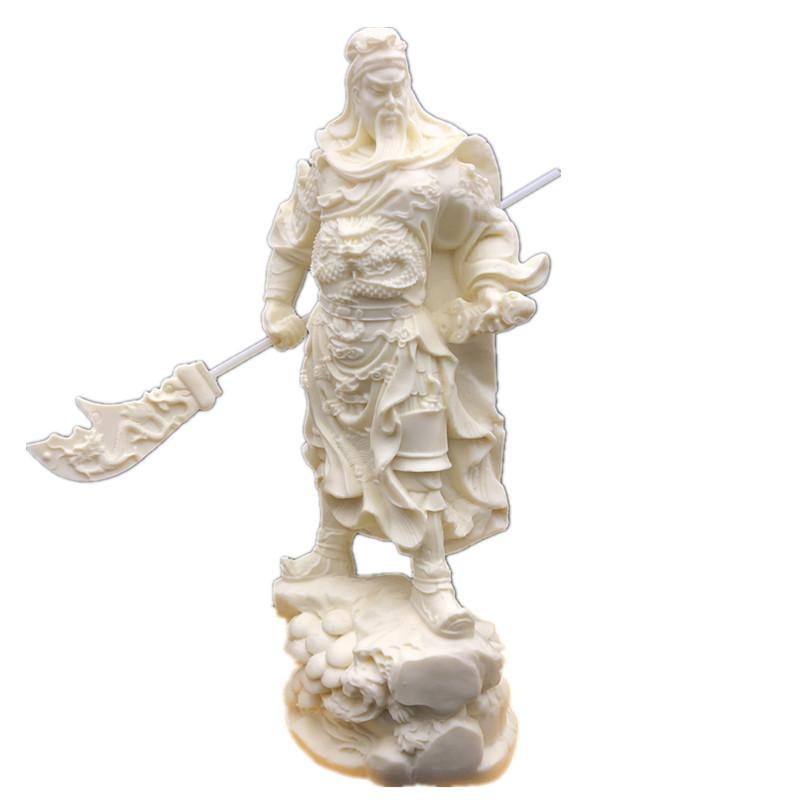 Ivory Fruit Carving Guangong Statue, Garan Bodhisattva, Wu Caishen Buddha Statue, fortune calling, Home Decoration