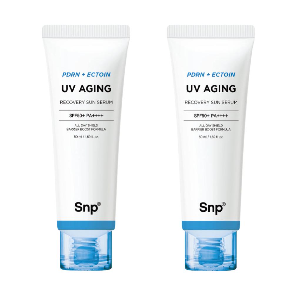 Snp PDRN Ectoin UV Aging Recovery Sun Serum 50ml Twin Pack Anti Aging Hydrating Sunscreen